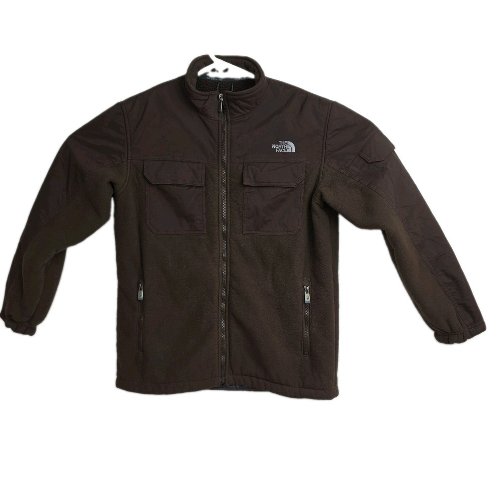 The North Face Full-Zip Coat Boy's XL Brown Fleece Lined Zipped Pockets